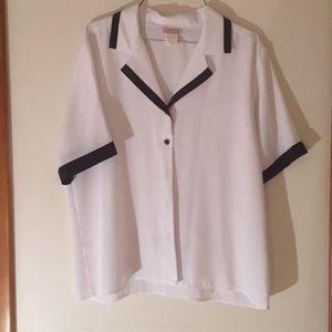 Vintage Early 90s white and Blue Lauren Lee Blouse